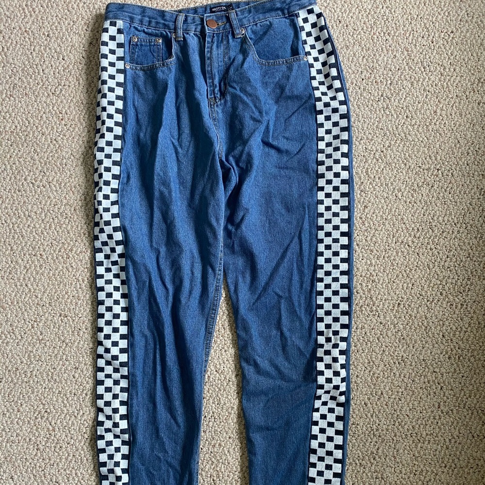 Nasty Gal checkered jeans